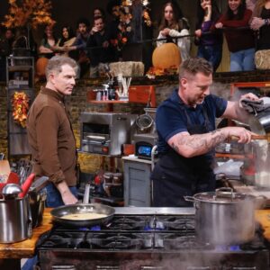 Michael Voltaggio Instagram - 🚨 Beat Bobby Flay Holiday Showdown 🦃 

Premiering @foodnetwork Tuesday, November 7th at 9pm- “Turkey Day Traditions” – THANKSGIVING EPISODE
@katieleebiegel cracks the wishbone with Turkey Day classics and makes this holiday reunion a surprise family affair. @superchef_23 , @bryanvoltaggio and Michael Voltaggio attempt to squash @bobbyflay by leveling the playing field with a new turkey tradition.