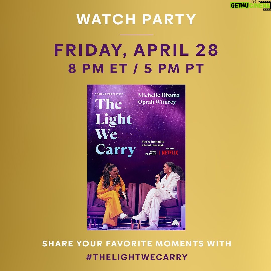 Michelle Obama Instagram - All of us have a light inside of us—and it’s our job to kindle and nurture it. Tonight at 8pm ET, join me in watching The Light We Carry on Netflix—and be sure to share your reflections with me. When you watch, tell me about your favorite moments using #TheLightWeCarry. Can’t wait! ✨