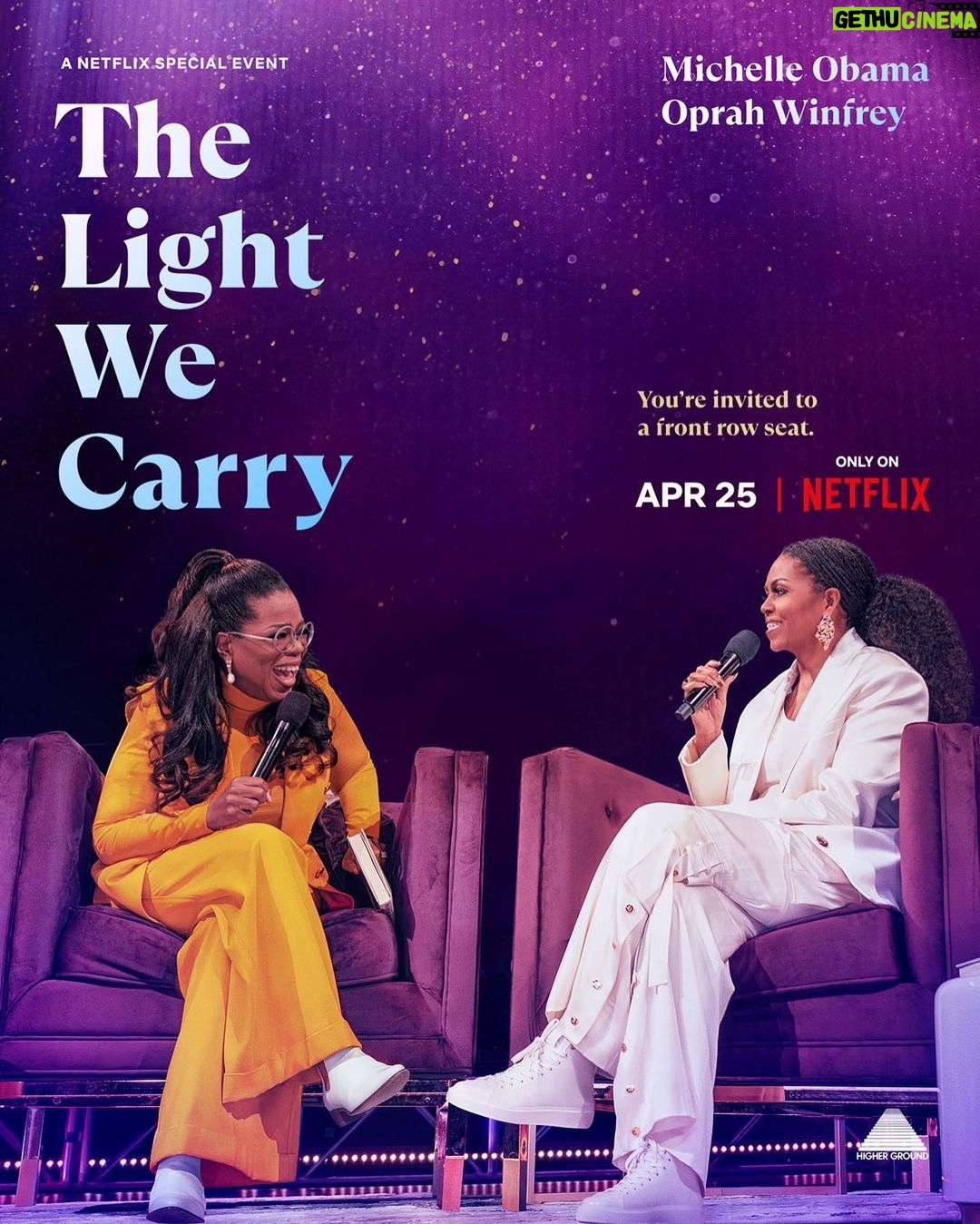 Michelle Obama Instagram - The Light We Carry with @Oprah streams tomorrow on Netflix! Are you ready? I canโt wait for you to watch soon. ๐๐พ