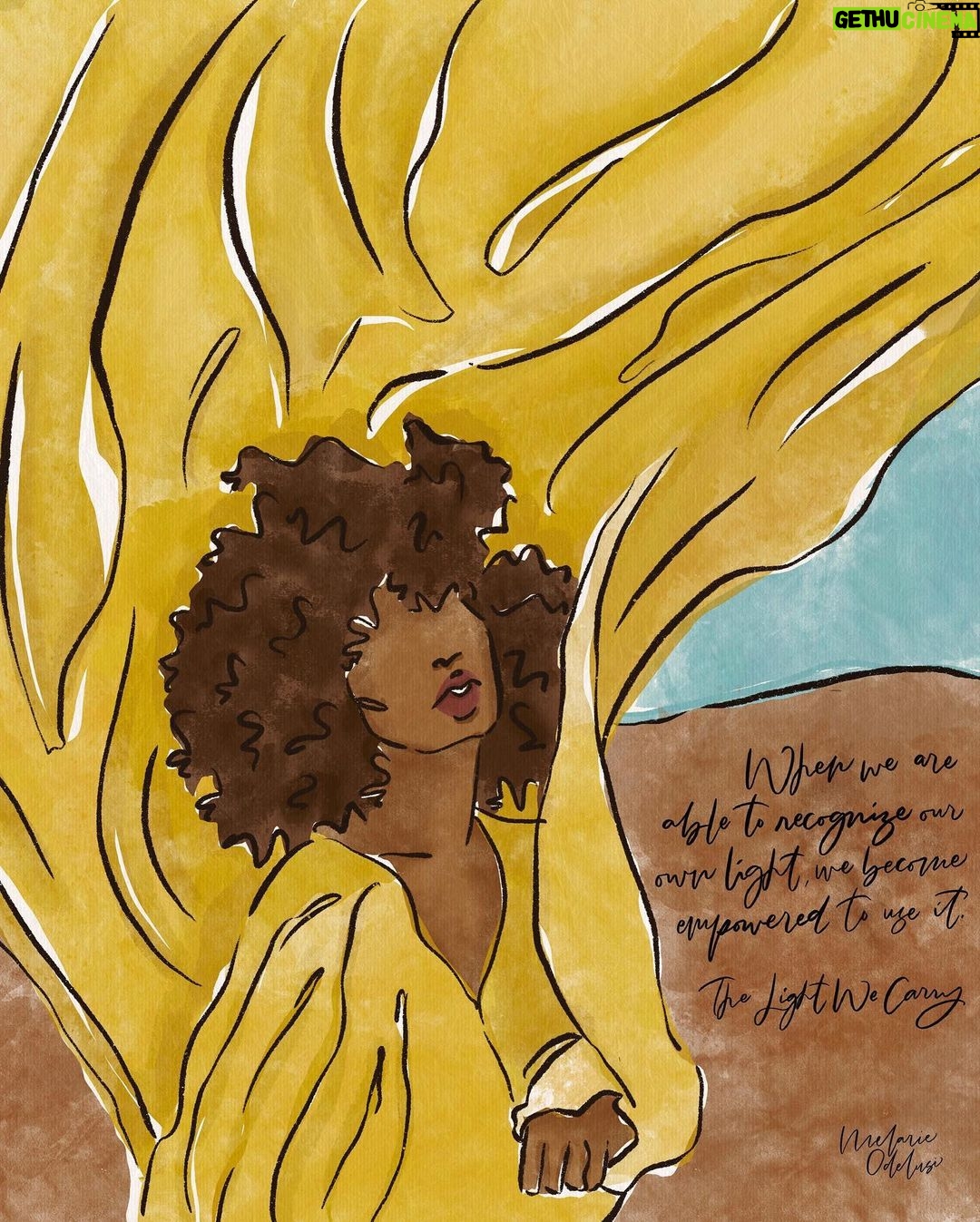 Michelle Obama Instagram - For #BlackHistoryMonth, I wanted to share the work of three talented artists – @4everestherr, @melarieodelusi, @eeni_edit – who shared the art they made after reading #TheLightWeCarry. I love these!