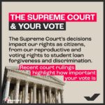 Michelle Obama Instagram - I know that a lot of you are frustrated with some of the Supreme Court's recent decisions. I am, too. But just being disappointed isn’t going to get us anywhere. We’ve got to remember that our elections — from the White House to the local courthouse — play a critical role in what becomes law. We elect a President that appoints Supreme Court justices and senators who confirm or reject them. And in many states and cities, we elect the judges who determine how we’re governed in our communities. So even though it might not always feel like the judiciary reflects the kind of future we hope to see, the truth is, it’s up to us to make sure that it does. So today, I hope you’ll take a second to double check your voter registration at weall.vote/check and make a pledge to vote in the next election.