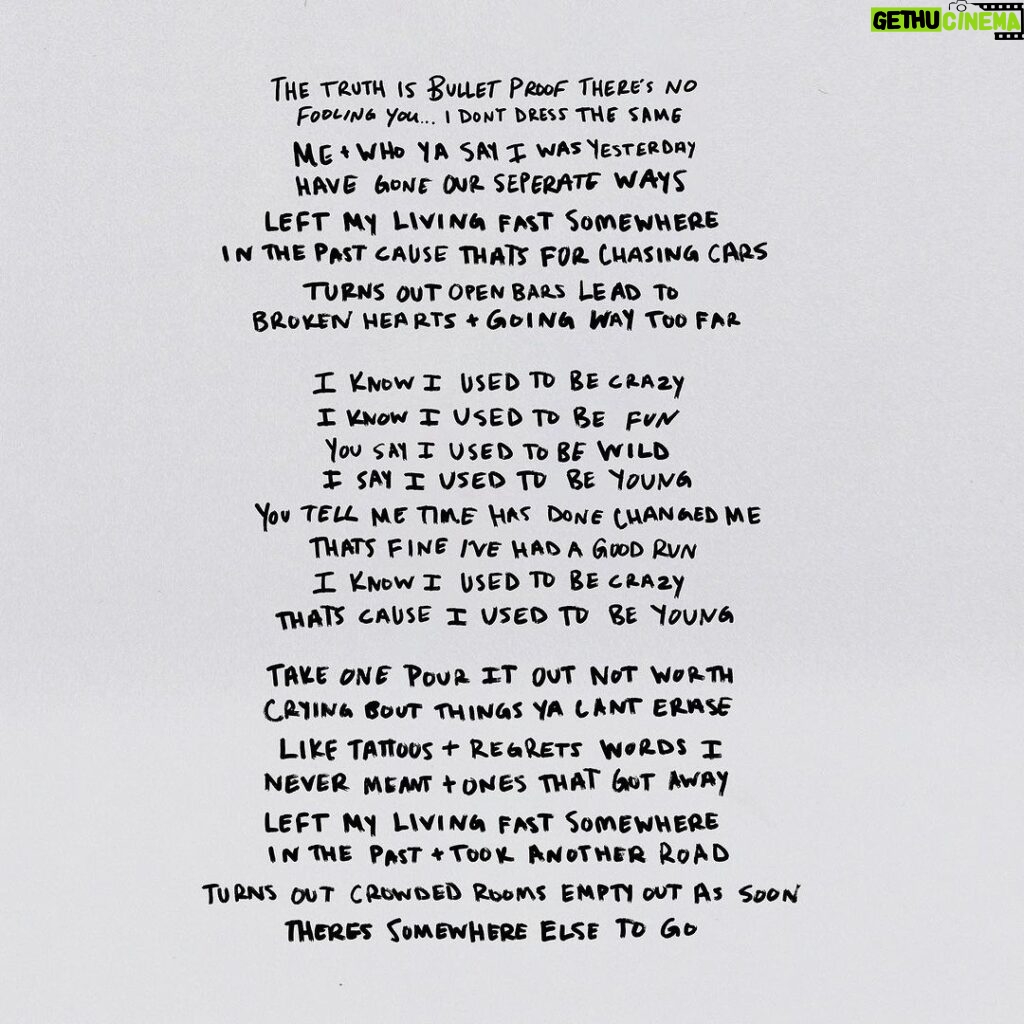 Miley Cyrus Instagram - Used To Be Young. August 25th. These lyrics were written almost 2 years ago at the beginning of my ESV. It was at a time I felt misunderstood. I have spent the last 18 months painting a sonic picture of my perspective to share with you. The time has arrived to release a song that I could perfect forever. Although my work is done, this song will continue to write itself everyday. The fact it remains unfinished is a part of its beauty. That is my life at this moment ….. unfinished yet complete. Sincerely, Miley