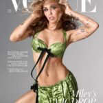 Miley Cyrus Instagram - It’s the one and only @MileyCyrus for @BritishVogue’s June 2023 issue. Cyrus’s reputation as the wildly talented TV princess turned pop provocateur may precede her, but beneath the stories, the songs and the headlines, @GilesHattersley discovers a superstar at peace with herself in the June issue of #BritishVogue. Click the link in bio to read the interview, and see the full story in the new issue, on newsstands Tuesday 23 May. #MileyCyrus wears all custom @Prada, photographed by @StevenMeiselOfficial and styled by @Edward_Enninful, with hair by @GuidoPalau, make-up by @PatMcGrathReal, nails by @JinSoonChoi, entertainment director-at-large @JillDemling and production by @ProdN_ArtAndCommerce. [Image description: Image shows Miley Cyrus, a white woman, on the cover of British Vogue. Miley has her hands on either side of her head ruffling her blonde hair, which has been styled in waves. She is wearing a green Prada bra top with a black ribbon detail, and a matching miniskirt. Above her head, the Vogue logo in big white letters. The cover also reads: “Miley’s mic drop.“]