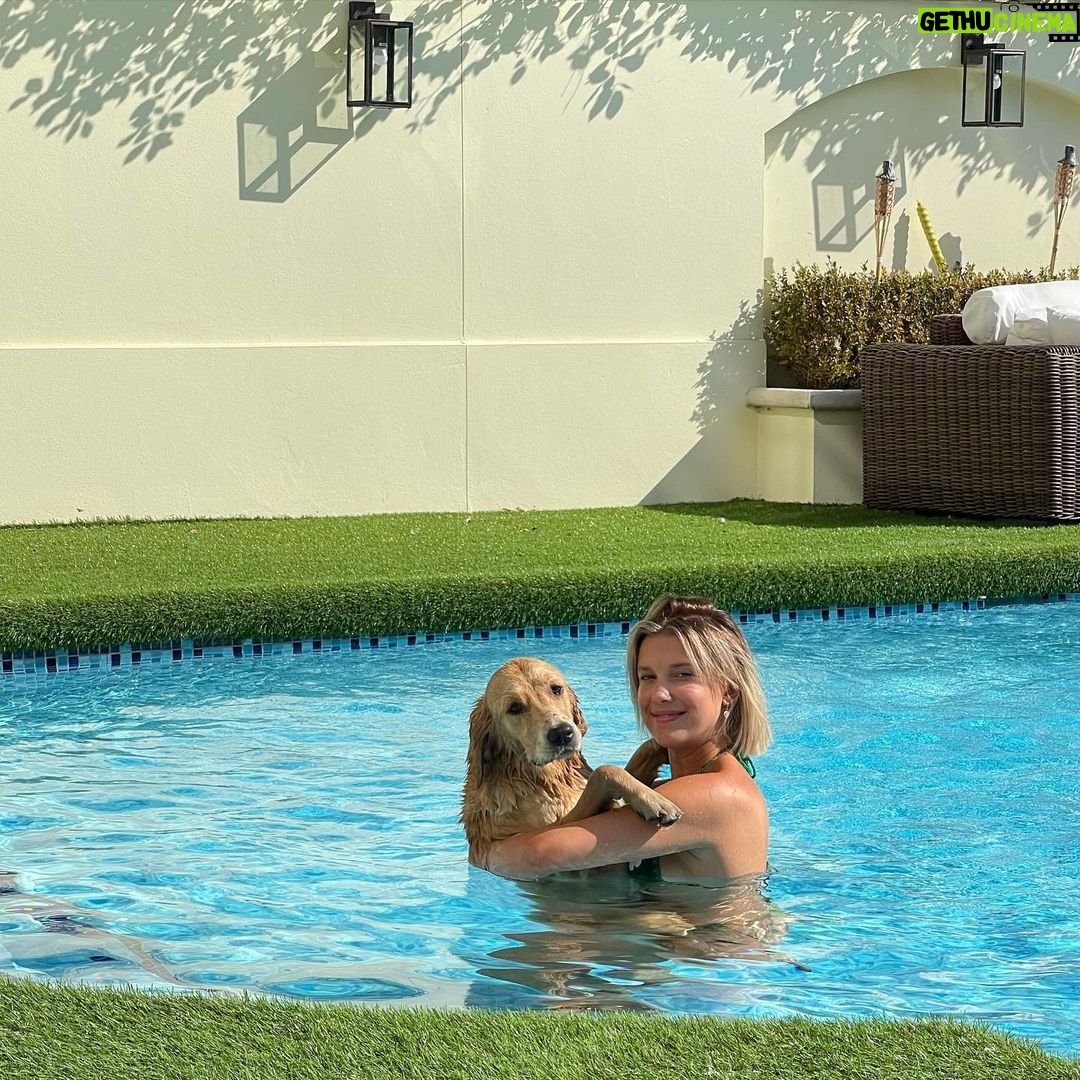 Millie Bobby Brown - 6 Million Likes - pool day with marley mops <3