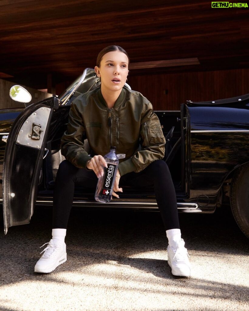 Millie Bobby Brown Instagram - Ambition never sleeps, and neither does @essentiawater #OverachievingH2O 💧 In the comments below, tell me one thing you’re going to accomplish before the end of 2023 ⬇️ Stay hydrated! ❤️🖤 #EssentiaPartner