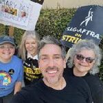 Mimi Kennedy Instagram – @cannonbk @paul_witten W/Wendy Worthington-(couldn’t determine which  Insta handle was hers) marching w/SAG-AFTRA in memoriam for Mary Pat Gleason of @mom_cbs @momwritersroom UnionStrong Warner Bros Studio, Los Angeles, California