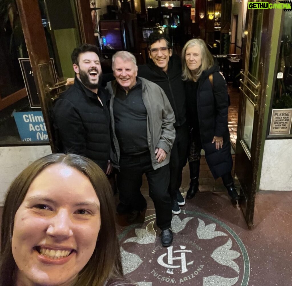 Mimi Kennedy Instagram - Mollie Heil, Asst. stage Mgr. Of “ Pru Payne” at Arizona Theatre Company, takes selfie with, L, to to R., actors Greg Maraio, Gordon Clapp, playwright Steve Drukman ( Pulitzer nominee) and me, Mimi Kennedy. We open March 10 in Tucson. Stunning play! We just had a great runthrough: our first!