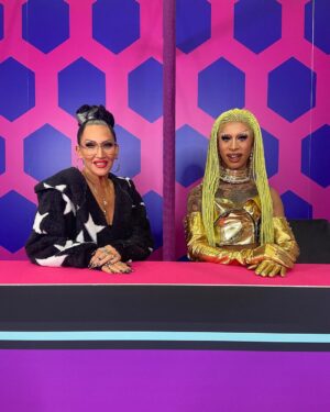 Miss Abby OMG Instagram - One of my highlights was meeting @michellevisage *again* and hur still recognizing me! Ouhh and she was living for the braids honey! 
Sucha wonderful and sweet person 💚
Pic: @brittv.l 
#missabbyomg #abbyomg #dragconuk2023 #dragconuk #michellevisage #gayicon #queericon