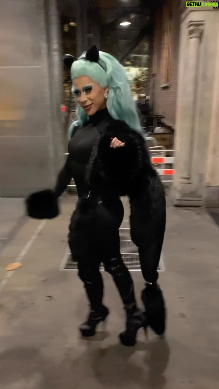 Miss Abby OMG Instagram - Miaaaauuuuu I’m a cat!🐱🖤🩵 Wig: @jason_verwey_muah Makeup: @nyxcosmeticsnl Outfit: Me! #missabbyomg #cat #bluehair #pussycat #blackoutfit #fur #drag #dragrace #dragraceholland Paradiso Amsterdam