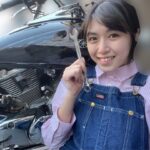 Miyu Kitamuki Instagram - はじめてのオイル交換 した時のフォト📷 #YAMAHA #ドラッグスター250 #なんか鼻赤い #ワクワクさんとゴロリっぽい服