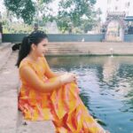 Monisha Vijay Instagram - A smile is a curve that sets everything straight✨ . . #traditional #traditionalwear #frock #frocksuit #yellow #yellowdress #orange #orangedress #fashiondress #fashion #instafashion #instamodern #moderndress #instagood #instapost