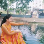 Monisha Vijay Instagram - A smile is a curve that sets everything straight✨ . . #traditional #traditionalwear #frock #frocksuit #yellow #yellowdress #orange #orangedress #fashiondress #fashion #instafashion #instamodern #moderndress #instagood #instapost