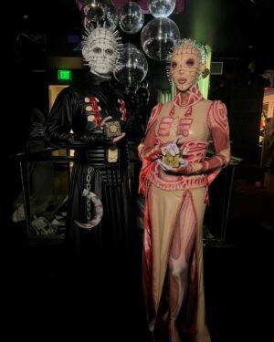 Morgan McMichaels Instagram - HELL PRIEST & HELL PRIESTESS JOIN FORCES TO TEAR YOUR SOULS APART !!! I was so honored to be able to get a picture with my fabulous mother @chadmichaelsallstar at @mickysweho for our Halloween show ! I of course love @officialdougbradley original Pinhead and Chad fiercely executed Jamie Clayton’s Female Pinhead !!