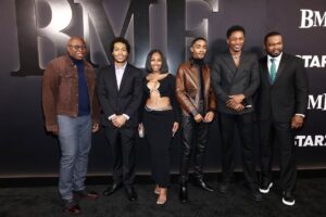 Myles Truitt Instagram - It’s a black carpet affair #blackmafiafridays BMF S2 Premiere @bmfstarz 

Styling & Grooming : @lilrunwayy @tiffthebarber
@percyparkworld @thepurpleagency @dredog1911