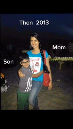 Nanditha Jennifer Instagram - Time flew by…..⏳😉
.
.
#trending #reels #transformation #growingtofast #instagram #instadaily #mom #son #viralreels #shantanav6