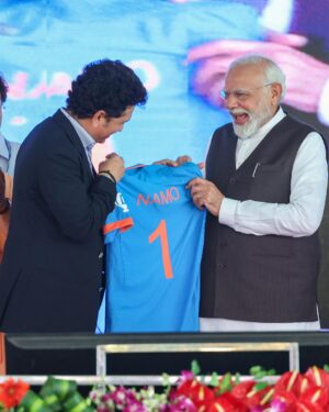 Narendra Modi Instagram - Varanasi will get a 🏏 stadium. 

Laid the foundation stone for this project. Also interacted with eminent sports personalities.