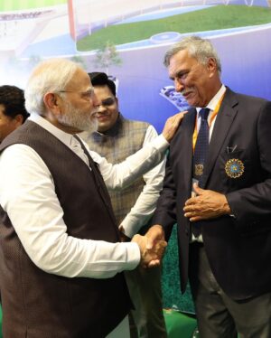 Narendra Modi Instagram - Varanasi will get a 🏏 stadium. 

Laid the foundation stone for this project. Also interacted with eminent sports personalities.