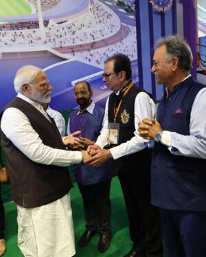 Narendra Modi Instagram - Varanasi will get a 🏏 stadium. 

Laid the foundation stone for this project. Also interacted with eminent sports personalities.