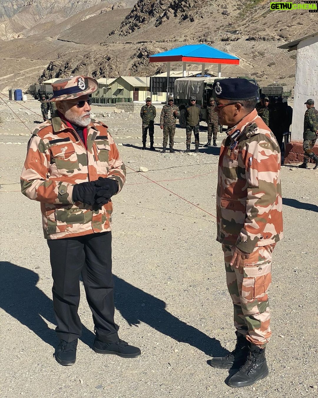 Narendra Modi Instagram - Reached Lepcha in Himachal Pradesh to celebrate Diwali with our brave security forces.