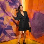 Natasha Luthra Instagram - Paper Fantasia with @hermes 🧡🌈 What a fab night @ro1711 @mishfakazi Wearing @qua.clothing ✨