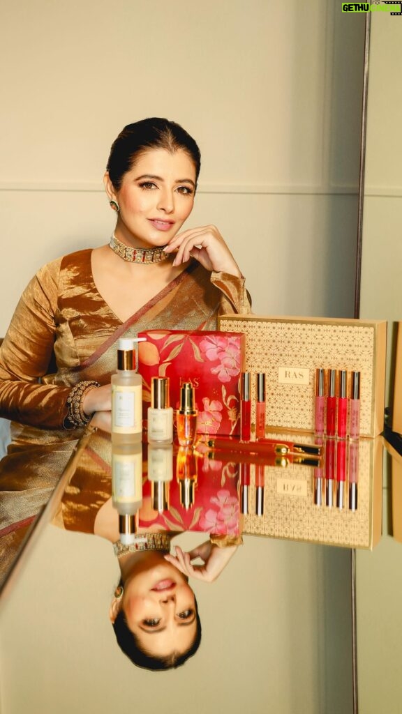 Natasha Luthra Instagram - This festive season, my pursuit for the most exquisite look is more about my skin than just a look. After all, skin is the ultimate truth, whatever goes on it shows. When you glow on the inside you glow. Pampering myself with RAS Luxury Oils and their wholesome effective farm to face products that always makes me feel like a million bucks. My personal favourites - 24K Beauty Boosting Radiance Face Elixir, Radiance 24K Gold Brightening Face Gel Serum, and their tinted lip balms which I use as a blush too! Explore their range of products and exciting offers on their Website today and shop away! Also available on Amazon and Nykaa! Shot by @iris.filmss #farmtofaceskincare #RasLuxuryOils #myskinjourney #luxuryskincare #cleanbeauty AD