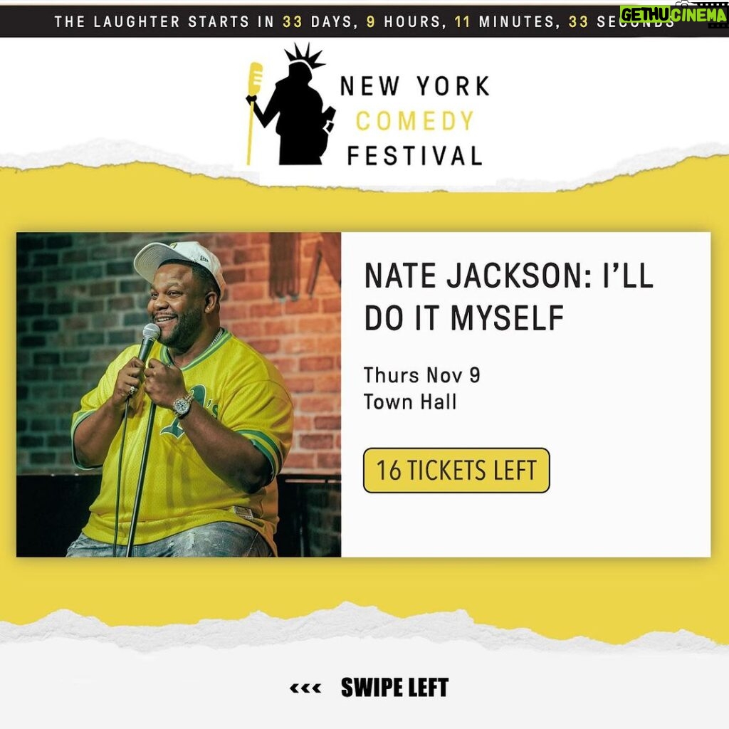 Nate Jackson Instagram - Only 16 tickets left out of 1500 for November 9th New York Comedy Festival Show at the Town Hall Theater. Also performing: @hoora4soora & @btkingsley. Link in bio for tickets. New York, New York