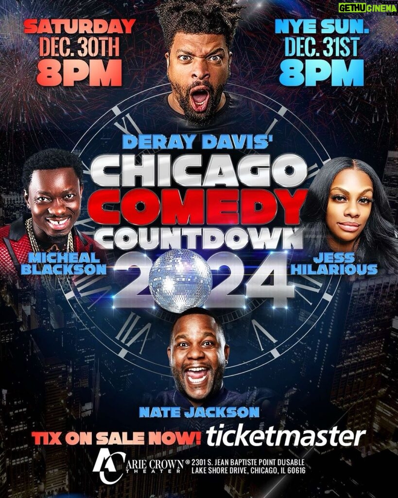 Nate Jackson Instagram - For years, I’ve been watching @deraydavis announce his lineups for New Years Eve in Chicago. Huge lineups with the perfect mixes of highly respected OGs and younger comics with hella heat. It’s lowkey a barometer of who are today’s hottest comics. When he hit me to do it… I acted regular but INSIDE… I was doing the dougie hella hard. CHICAGO… WE BROKE THE ALL TIME CLUB SALES RECORD. ITS TIME! • tickets on sale as of 4 minutes ago… GET EM! Chicago, Illinois