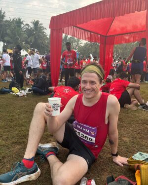 Neha Mahajan Instagram - Perks of believing your legs can fly 🥰
Had an unforgettable half marathon run yesterday with @bradleyduns 
(My timing was 2.27 guys, Bradley smashed it @ 1.45) 
@skfgoarivermarathon 
#run #halfmarathon #goa