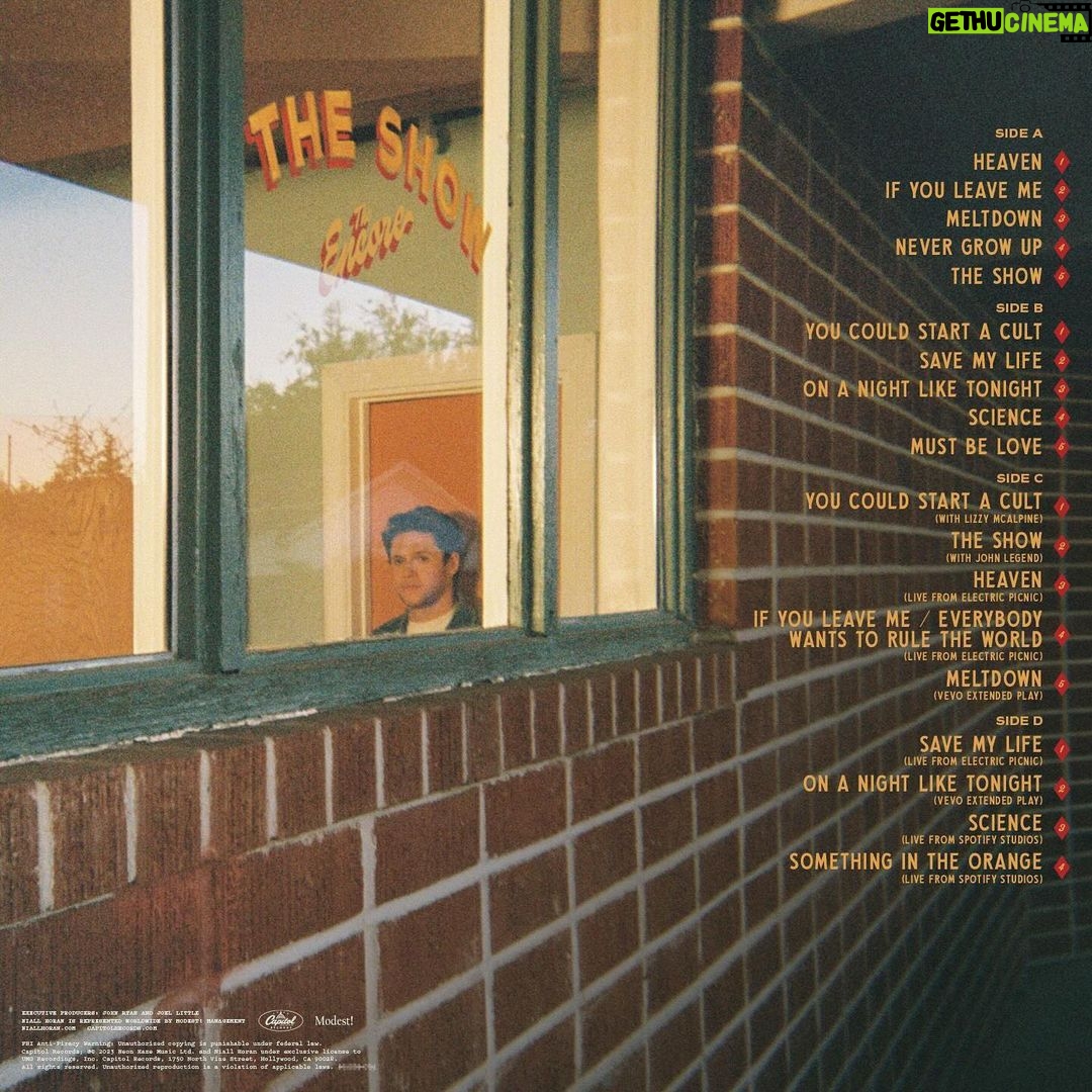 Niall Horan Instagram - Hello Lovers ! I’m excited to announce that ‘The Show: The Encore’ will be out digitally on November 3rd with vinyl and CD editions to follow on April 5th. This new version of the album features 9 additional tracks including a version of “You Could Start A Cult” with @lizzymcalpine which is out everywhere this Friday. I’ve been a huge fan of hers for a while now and am so grateful she was able to hop on the song and write a special new verse. I’m also thrilled that the incredible @johnlegend came on for a new version of “The Show” and can’t wait for you all to hear the cover of @tearsforfearsmusic’s “Everybody Wants To Rule The World” that I’ve been performing at all the festivals this past summer. There’s also some versions of the songs I did with @vevo and a preview of some live performances I did at a @spotify event right before the album came out (much more to come from that night to come soon). Pre-order and pre-save from the link in my bio xx