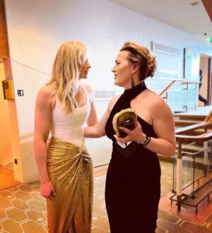 Niamh Algar Instagram - A very surreal moment to present a @bafta to one of my all time heroes #katewinslet who's career has had a huge influence on me. When I was a kid Titanic played in the old cinema of my hometown of Mullingar for an entire year and sold out every weekend! It's a special memory that's always stuck with me because my mum had to sneak me in as I wasn't old enough to watch it & it was the first time a movie ever made me cry. I'm so grateful to @bafta for allowing me the honour of presenting #BestSingleDrama, congratulations to the #IAmRuth team on an incredible piece of work. Last night transported me back to that feeling of being kid again, being completely star stuck and in awe of this fascinating world of storytelling. 🙏🏻✨❤️🎥🎉