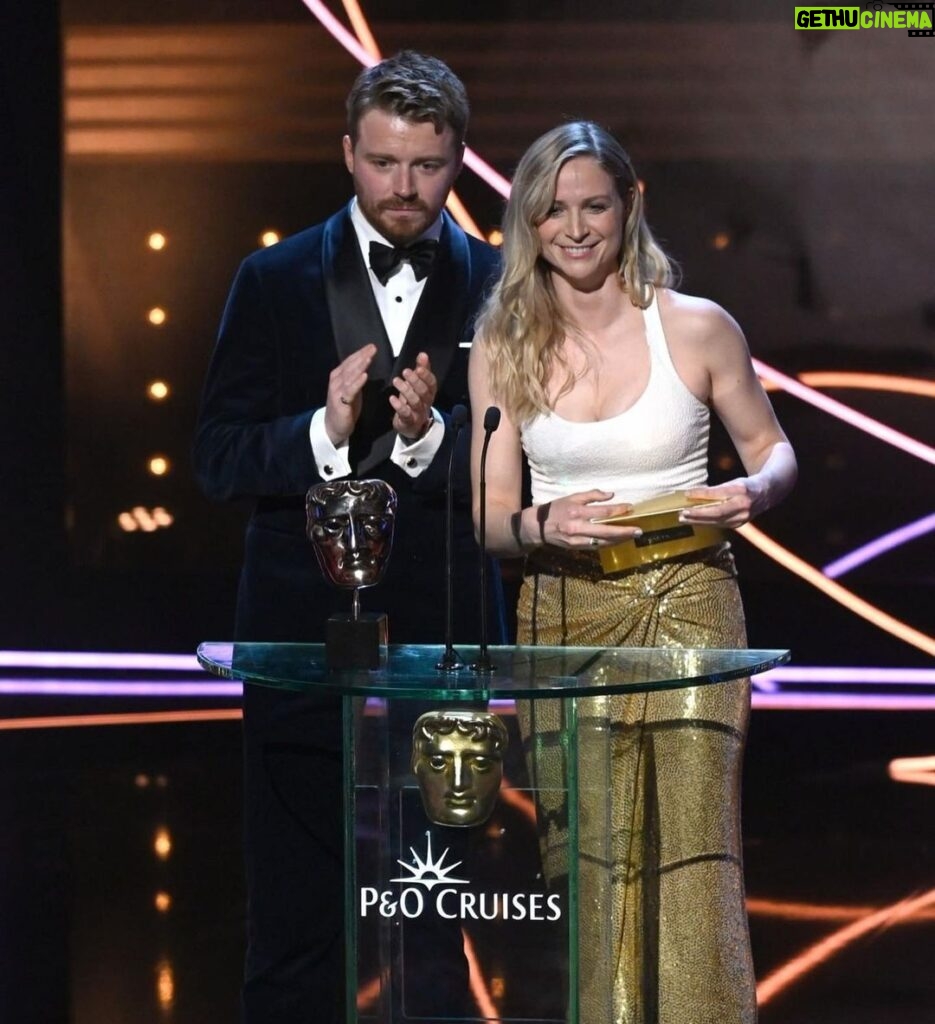Niamh Algar Instagram - A very surreal moment to present a @bafta to one of my all time heroes #katewinslet who's career has had a huge influence on me. When I was a kid Titanic played in the old cinema of my hometown of Mullingar for an entire year and sold out every weekend! It's a special memory that's always stuck with me because my mum had to sneak me in as I wasn't old enough to watch it & it was the first time a movie ever made me cry. I'm so grateful to @bafta for allowing me the honour of presenting #BestSingleDrama, congratulations to the #IAmRuth team on an incredible piece of work. Last night transported me back to that feeling of being kid again, being completely star stuck and in awe of this fascinating world of storytelling. 🙏🏻✨❤️🎥🎉 Royal Festival Hall Southbank Centre, London