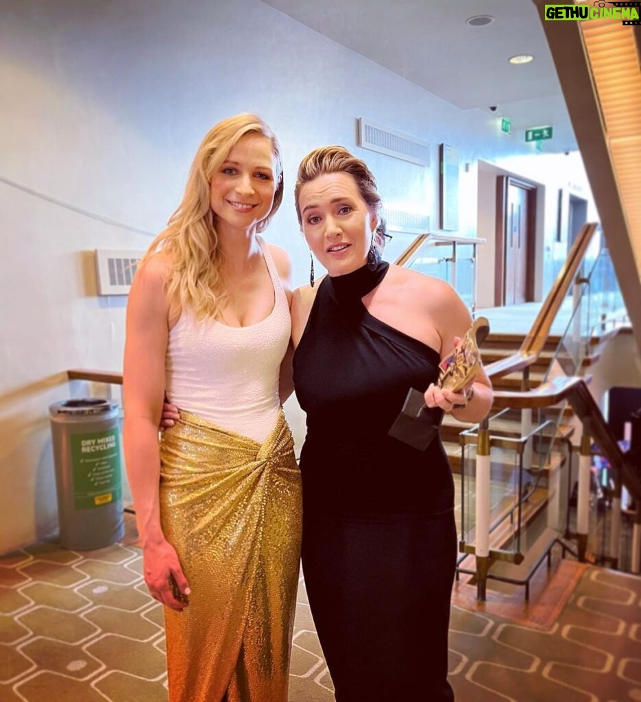 Niamh Algar Instagram - A very surreal moment to present a @bafta to one of my all time heroes #katewinslet who's career has had a huge influence on me. When I was a kid Titanic played in the old cinema of my hometown of Mullingar for an entire year and sold out every weekend! It's a special memory that's always stuck with me because my mum had to sneak me in as I wasn't old enough to watch it & it was the first time a movie ever made me cry. I'm so grateful to @bafta for allowing me the honour of presenting #BestSingleDrama, congratulations to the #IAmRuth team on an incredible piece of work. Last night transported me back to that feeling of being kid again, being completely star stuck and in awe of this fascinating world of storytelling. 🙏🏻✨❤️🎥🎉 Royal Festival Hall Southbank Centre, London