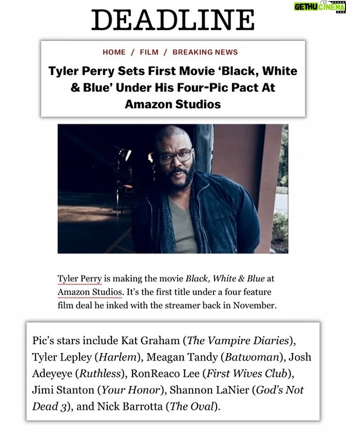 Nick Barrotta Instagram - blessed beyond words! let’s work🙏🏼🎥 @tylerperry @amazonstudios