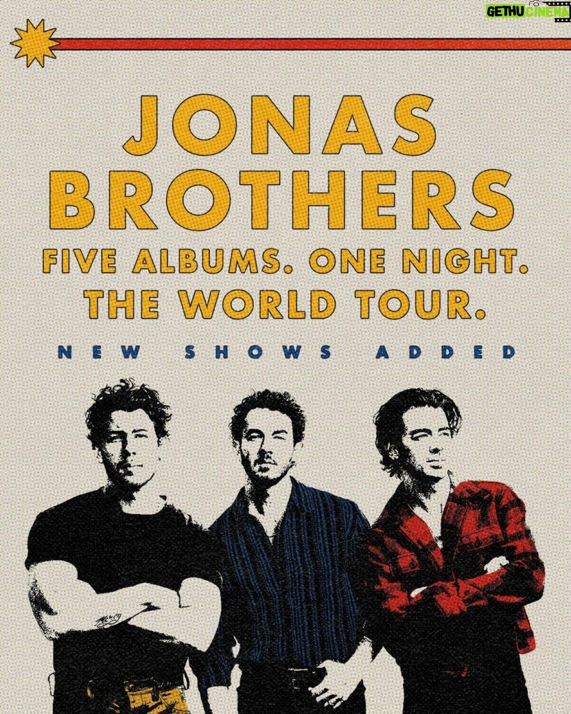 Nick Jonas Instagram - Here we go!! We are stoked to add more dates for THE TOUR in the US, Europe and making our way to Australia for the first time! For all North American shows you can now register for Verified Fan until July 31st at 10PM ET at jonasbrothers.com for your chance to purchase tickets.