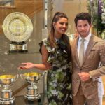 Nick Jonas Instagram – Beautiful day out at the tennis with my ❤️. Such an honor to sit in the Royal box and watch @marketavondrousova win her first grand slam. Wimbeldon Lawn Tennis Grounds