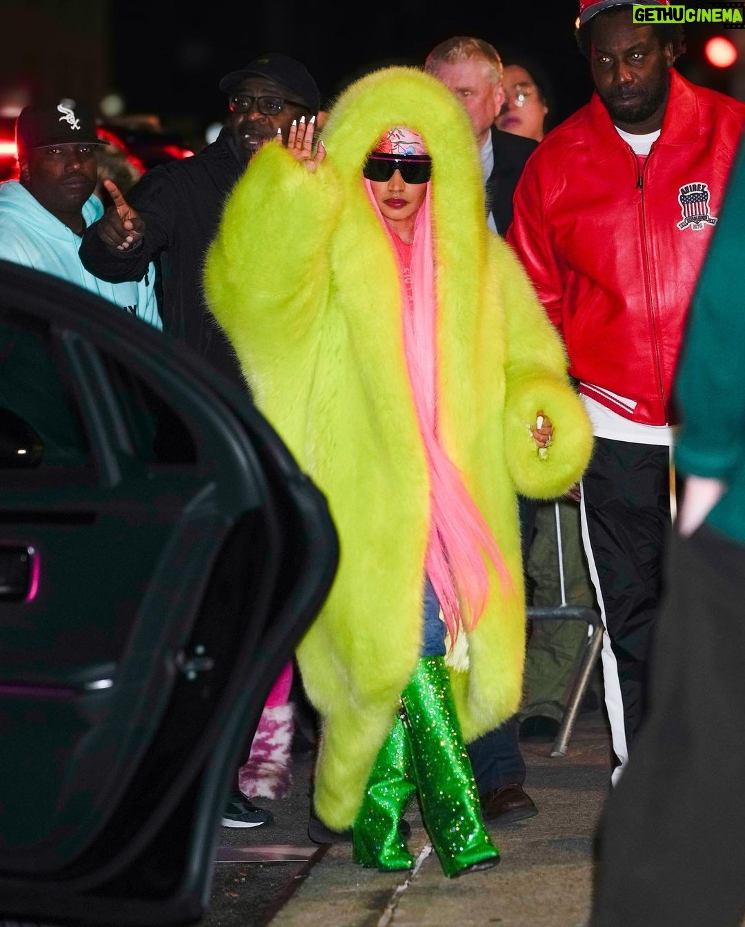 Nicki Minaj Instagram - Photos by @grizzleearts Long green fur Photos by Gotham/GC Images