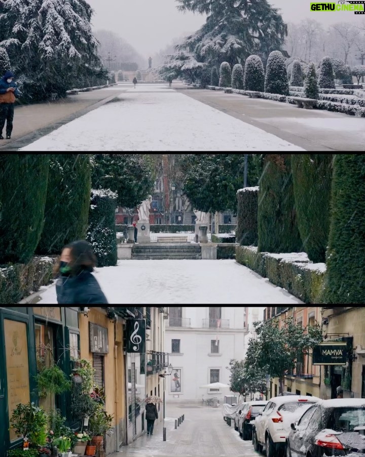 Nicolás Amelio-Ortiz Instagram - Estos dís tuve la oportunidad de documentar el centro de Madrid cubierto de nieve. Un evento histórico que no se repetirá en mucho tiempo, pero que pude vivir y capturar ☺️❄️🎥🎞 Madrid, Spain