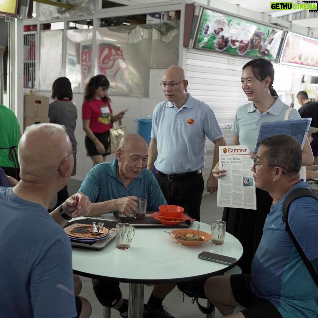 Nicole Seah Instagram - The sudden downpour this morning at 216 Bedok hawker centre did not dampen the spirits of WP members who showed up for our Hammer outreach! It was great to speak to residents whom we have encountered repeatedly over the course of our visits. Wishing everyone a happy and restful long weekend this Labour Day. Blk 216 Bedok Hawker Centre