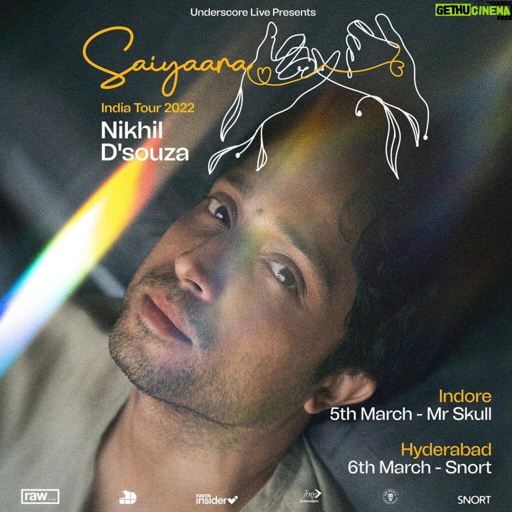 Nikhil D'Souza Instagram - So happy to announce that gigs are back. First up, Indore 5th March and Hyderabad 6th March. TICKET LINK in bio. Can’t wait to play you my Indie + Bolly favs. And introduce my upcoming single, Saiyaara. Which songs are you looking forward to? ❤️ #SaiyaaraTour #gig #concert #live #singersongwriter #indie