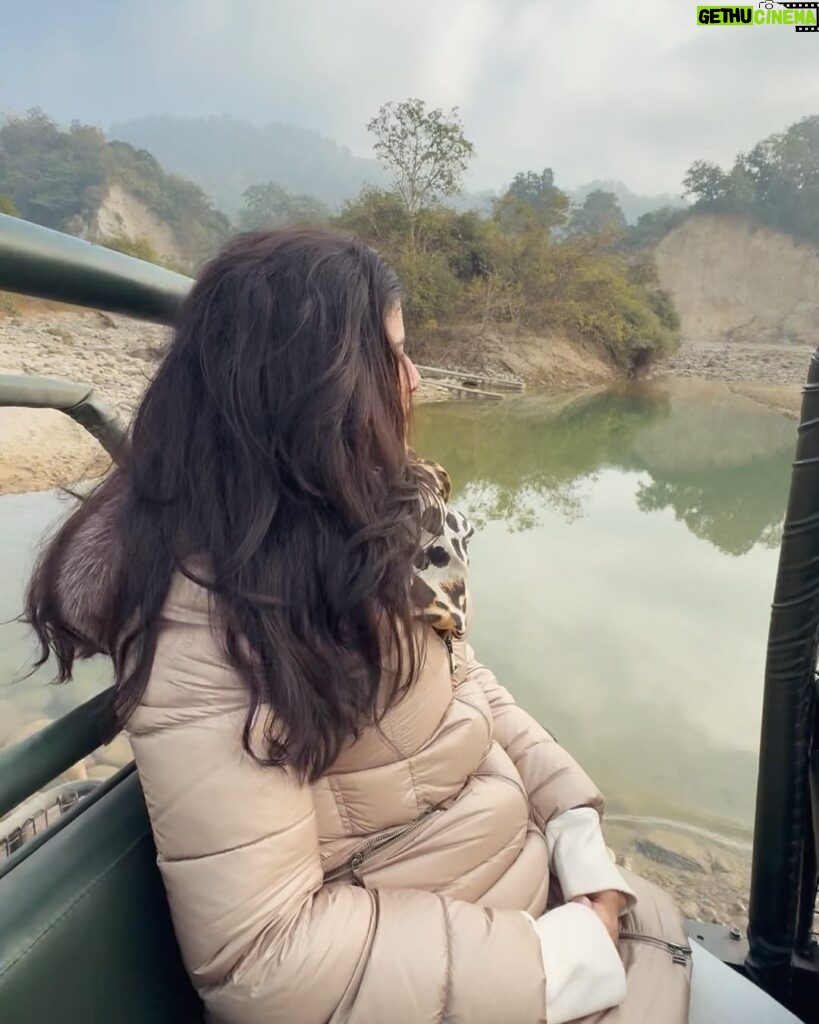 Nimrat Kaur Instagram - Had my first coffee and breakfast and my heart’s fill of love and laughter with my family in the wild. Spent all of the first day of the new year deep in the jungles of Kumaon, capturing it from before sunrise till after sunset. Happy New Year and wishing you the best start to 2024!! ♥🍀🐾🐯 #wellbegunishalfdone #2024♥ #shotonihone15promax #BharatKiNimrat Jim Corbett National park, Nainitaal