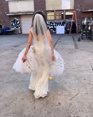 Nina Dobrev Instagram - which bridal look from #TheOutlawsMovie do you prefer??? 👰🏻‍♀️💋