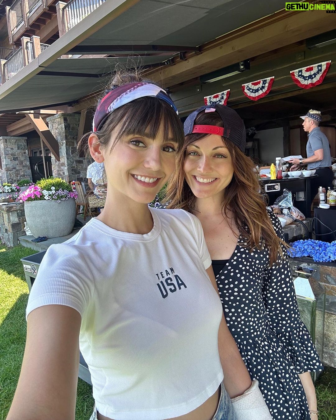 Nina Dobrev Instagram - Happy fourth everyone. Be safe, it’s dangerous out there. Take it from @keleighteller and I 🫣❤️🩹😂🤟🏼 #teamUSA #topgun