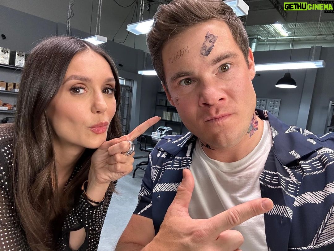 Nina Dobrev Instagram - after talking with @adamdevine about #TheOutlaws movie that comes out on July 7th on @netflix … I’ve been convinced to change my career and become a (temporary) tattoo artist