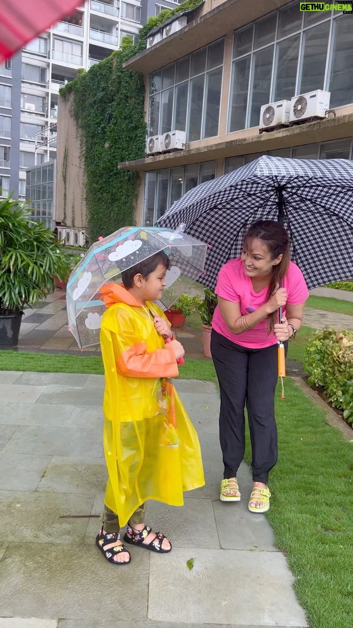 Nisha Rawal Instagram - ♥️ Today Kavish had a project day “best out of waste” and we prepared for it until late last night and after my Puchkoo went to sleep, I got a mail from school that the MCGM has declared a holiday for schools due to heavy rains! Bas! Phir kya tha, Littloo woke up to the good news and since I have my meetings starting late today, we went to the garden area as a “Mama-baby field trip” for his chapter in school called “Plants & Animals in their environment”. It was a short and sweet visit coz the wind and rains made it difficult for us to even stand with our umbrellas! We saw earthworms, discussed and touched things, jumped in puddles, clicked pictures and made tons of memories! Just felt like narrating this small moment and re-living it here by sharing with ya’ll! Do share a moment that you took for you and ur loved one to slow down and seal in your heart! ♥️ . . . Please 🚫 Repost without permission