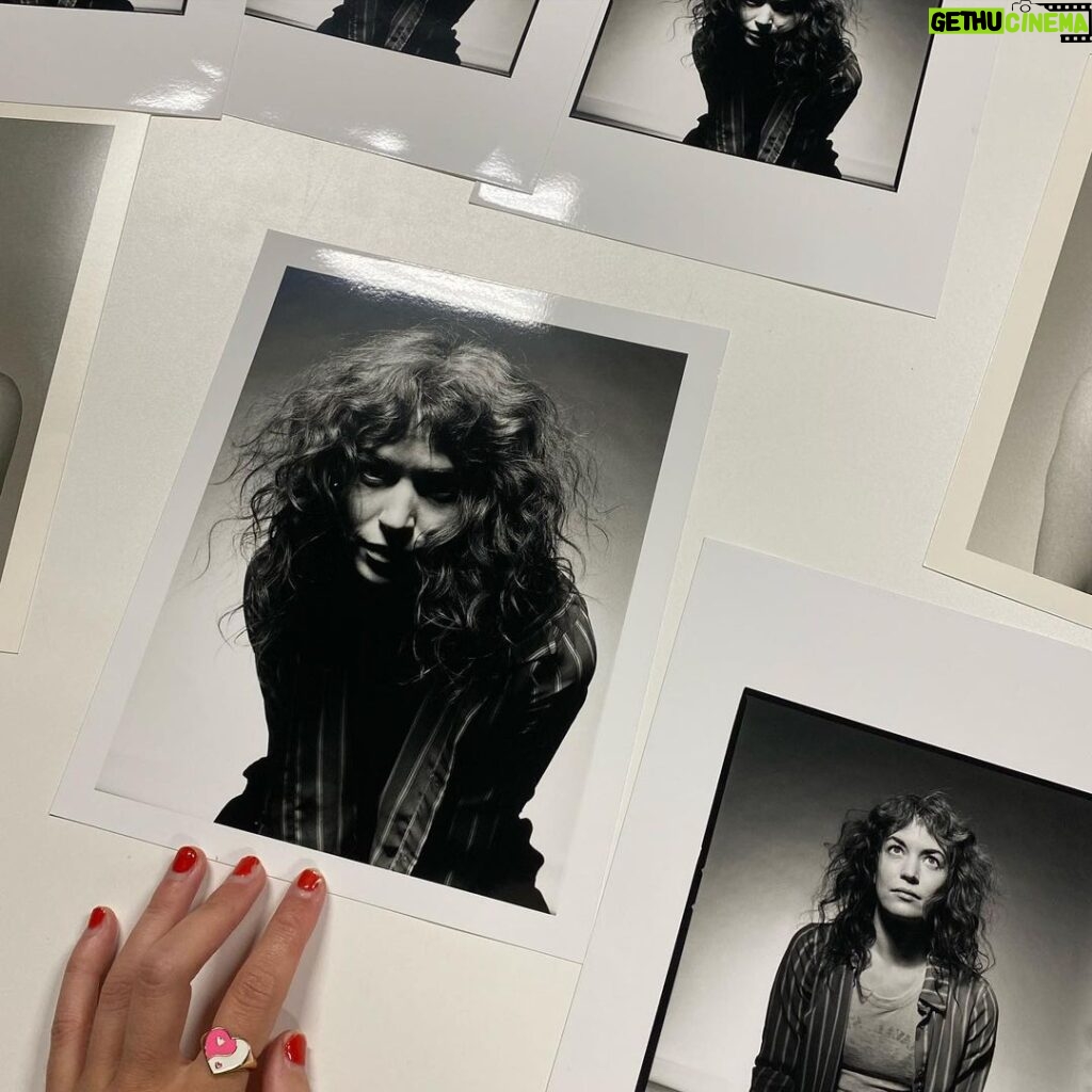 Noël Wells Instagram - i took another class at @theschooloflight. This time I photographed my friend @brittle - a multi hyphenate supreme beauty who is also currently starring in the fucking awesome show Severance. She sent me some pics of Patti Smith and then a few glam shots for inspo which was perfect because all I did during the pandemic was look at old magazines and caught up on great glam and rock photographers... and then I got to shoot on a Hasselblad ooh lala. I didn't have time to print many but this was my first time taking actual film portraits and I think we nailed it. Thanks again Andrew and I love you Britt you are very talented.