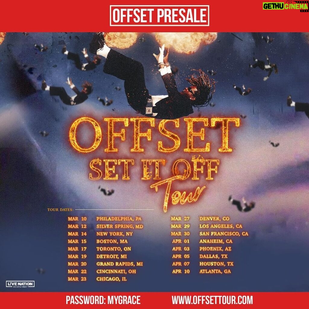 Offset Instagram - Pre-Sale for the Set It Off Tour live now for 24 hours. Get your tickets before anyone else!!!!’ Let’s fucking goooo 🔥🔥🔥🔥