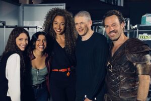 Olivia Swann Instagram - Tonight we celebrate 100 episodes of Legends of Tomorrow! ⁣
⁣
The cast and crew work so hard to create each crazy episode and the 100th is something very special. Working with the OG Legends was such an honour and felt like one big family reunion. It was a huge episode and our director, fearless leader and Time Mom @caitylotz absolutely smashed it out of the park. ⁣
⁣
I’m so grateful to be part of this bonkers show that beautifully combines zaniness and madness with so much heart. Every day at work is filled with laughter and I couldn’t think of a better group of people to screw up the timeline with. ⁣
⁣
Once a Legend, always a Legend 💥⁣

#legendsneverdie #dclegendsoftomorrow #100