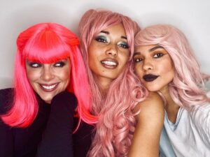 Olivia Swann Instagram - My loves 💕⁣
⁣
@lissethchavez and @missamypembs are constant and beautiful rays of sunshine during this Vancouver downpour. I’m beyond grateful to have these two phenomenal women in my life. EsperAstrEon 4eva ✨⁣
⁣
Thank you @dion_naiomi for loaning us these fabulous wigs 👑 ⁣
⁣
#wigparty #saturday #vancouver #rainyday