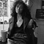 Olivia Swann Instagram – Friday on film ☕️ ⁣
⁣
Had a stroll through Downtown Vancouver with the glorious @noahasanias – a stunning photographer and utter dream of a human 🖤⁣
⁣
#downtown #vancouver #photoshoot #film #coffeemorning #pyrrha #blackandwhite #naturalhair #autumn #chillvibes