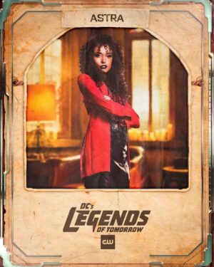 Olivia Swann Instagram - Fun fact: Astra’s main superpower is rolling her eyes at other people’s stupidity.⠀
⠀
#legendsoftomorrow #tradingcard #hellraiser #80svibes #dc #cw #constantine #redlips